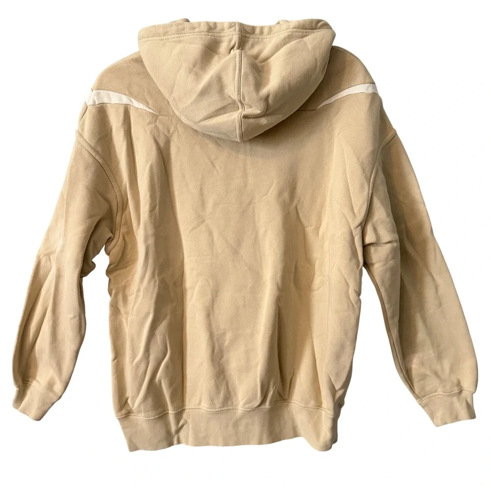 Nike Sz Medium Swoosh Hoodie Tan Beige Double Logo Pullover Sweatshirt Oversized